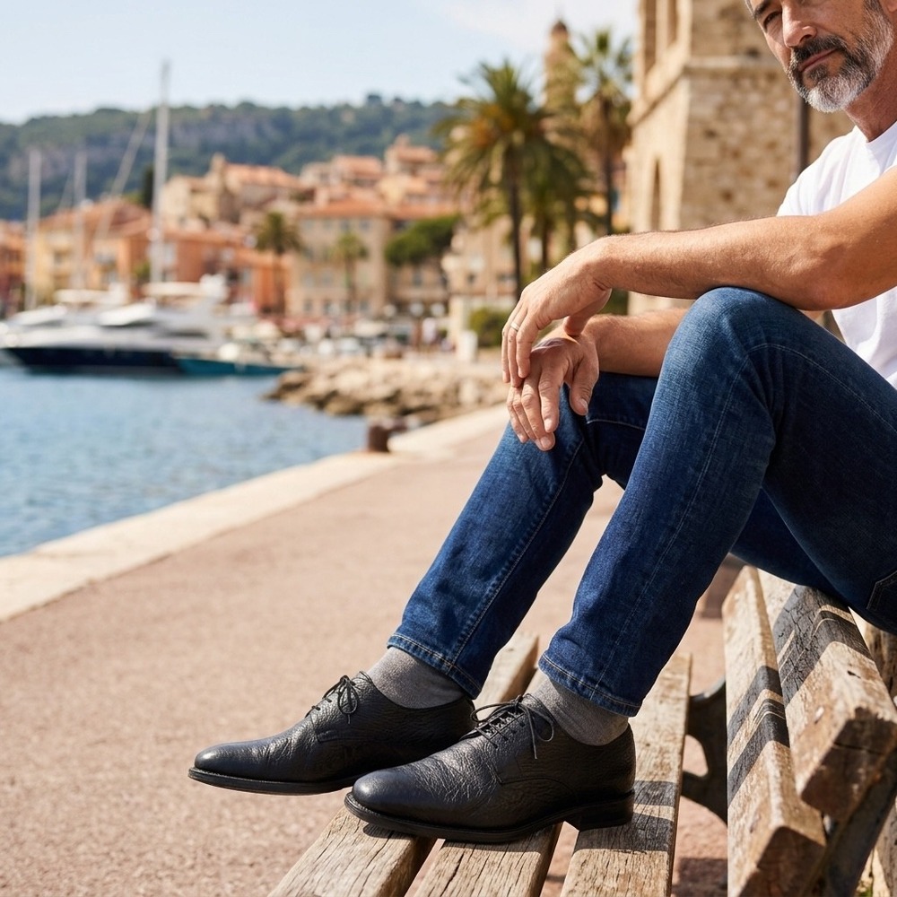 Gravati Mens Black‎ Pebbled Leather Derby Shoes Handmade in Italy 11.5W 16133